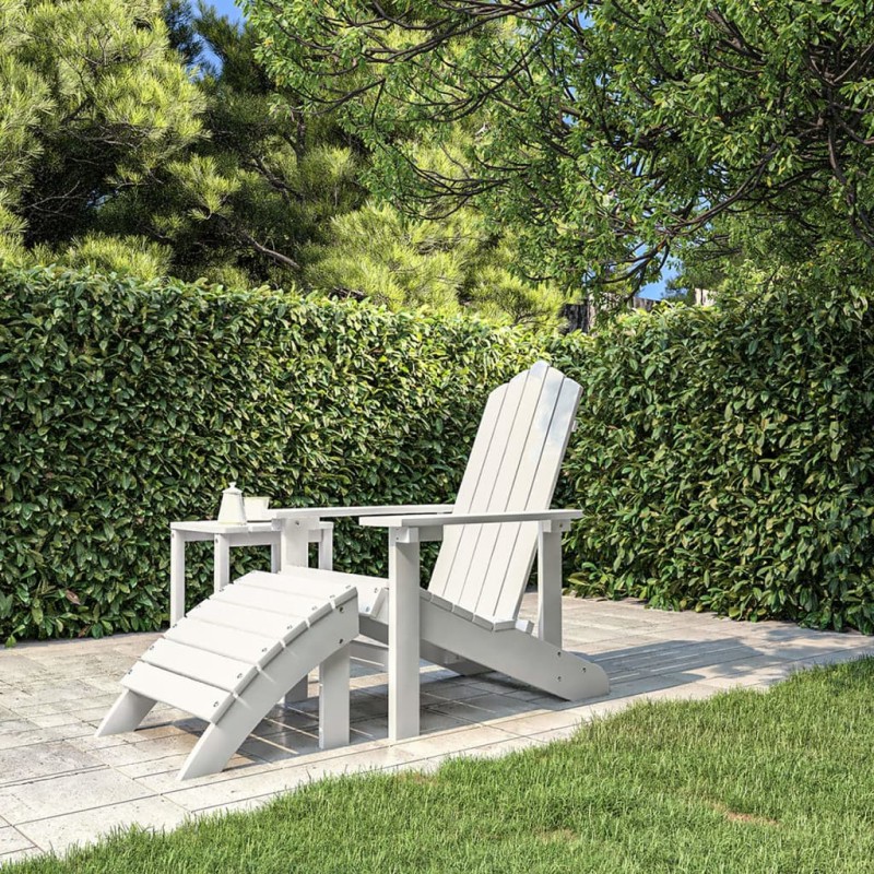 Adirondack-Gartenstuhl mit Fußstütze HDPE Weiß Adirondack-Gartenstuhl mit Fußstütze HDPE Weiß
