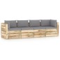 4-Sitzer Outdoor-Sofa mit Kissen Grün Imprägniertes Holz 4-Sitzer Outdoor-Sofa mit Kissen Grün Imprägniertes Holz