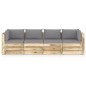 4-Sitzer Outdoor-Sofa mit Kissen Grün Imprägniertes Holz 4-Sitzer Outdoor-Sofa mit Kissen Grün Imprägniertes Holz