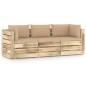 3-Sitzer Outdoor-Sofa mit Kissen Grün Imprägniertes Holz