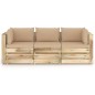 3-Sitzer Outdoor-Sofa mit Kissen Grün Imprägniertes Holz