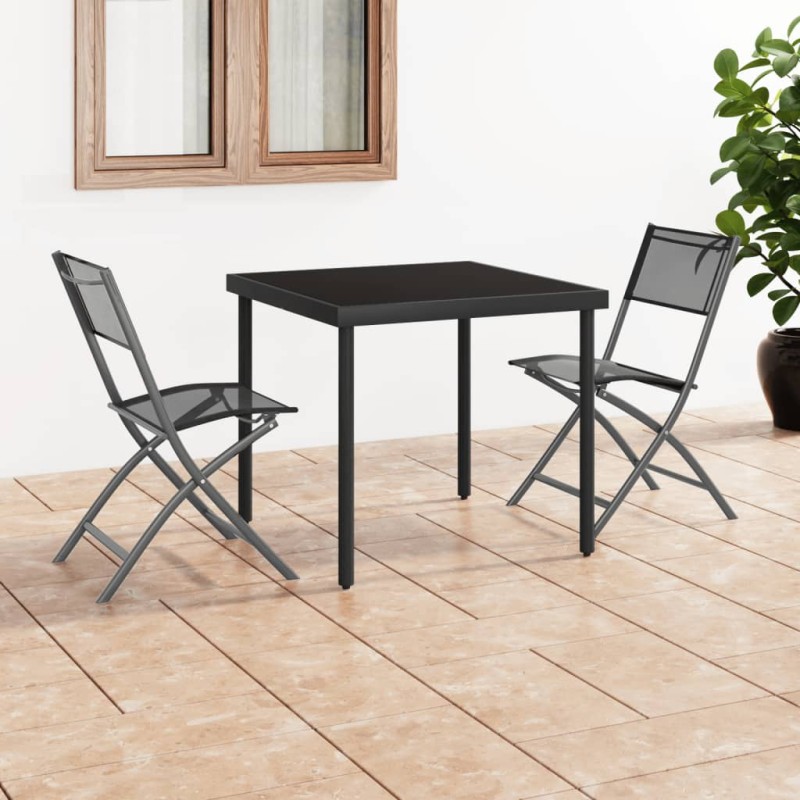 vidaXL Klappbare Gartenstühle 2 Stk. Schwarz Stahl und Textilene vidaXL Klappbare Gartenstühle 2 Stk. Schwarz Stahl und Textilene