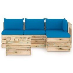 5-tlg. Garten-Lounge-Set mit Kissen Grün Imprägniertes Holz