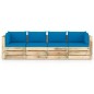 4-Sitzer Outdoor-Sofa mit Kissen Grün Imprägniertes Holz 4-Sitzer Outdoor-Sofa mit Kissen Grün Imprägniertes Holz
