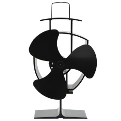 Ofenventilator Wärmebetrieben 3 Blätter Schwarz