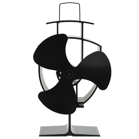 Ofenventilator Wärmebetrieben 3 Blätter Schwarz