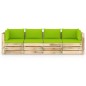 4-Sitzer Outdoor-Sofa mit Kissen Grün Imprägniertes Holz 4-Sitzer Outdoor-Sofa mit Kissen Grün Imprägniertes Holz