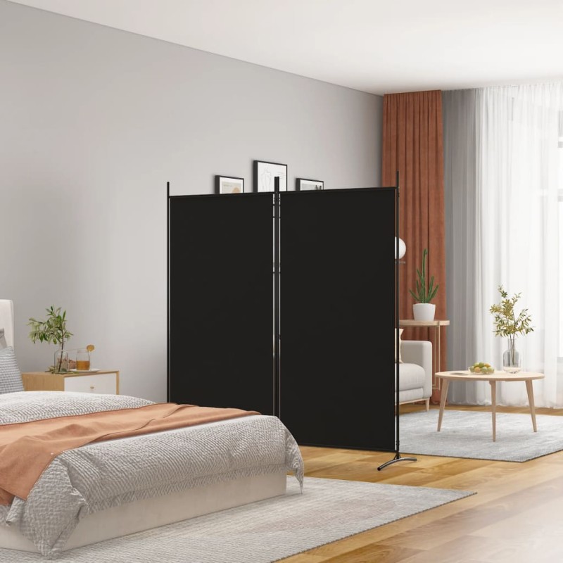2-tlg. Paravent Schwarz 175x180 cm Stoff 2-tlg. Paravent Schwarz 175x180 cm Stoff