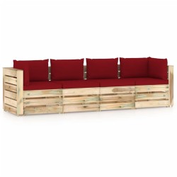 4-Sitzer Outdoor-Sofa mit Kissen Grün Imprägniertes Holz