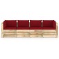 4-Sitzer Outdoor-Sofa mit Kissen Grün Imprägniertes Holz 4-Sitzer Outdoor-Sofa mit Kissen Grün Imprägniertes Holz