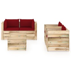 6-tlg. Garten-Lounge-Set mit Kissen Grün Imprägniertes Holz