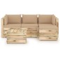5-tlg. Garten-Lounge-Set mit Kissen Grün Imprägniertes Holz 5-tlg. Garten-Lounge-Set mit Kissen Grün Imprägniertes Holz