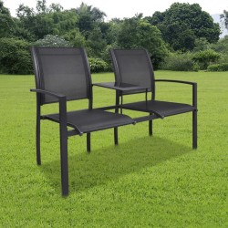 2-Sitzer-Gartenbank 131 cm Stahl und Textiline Schwarz