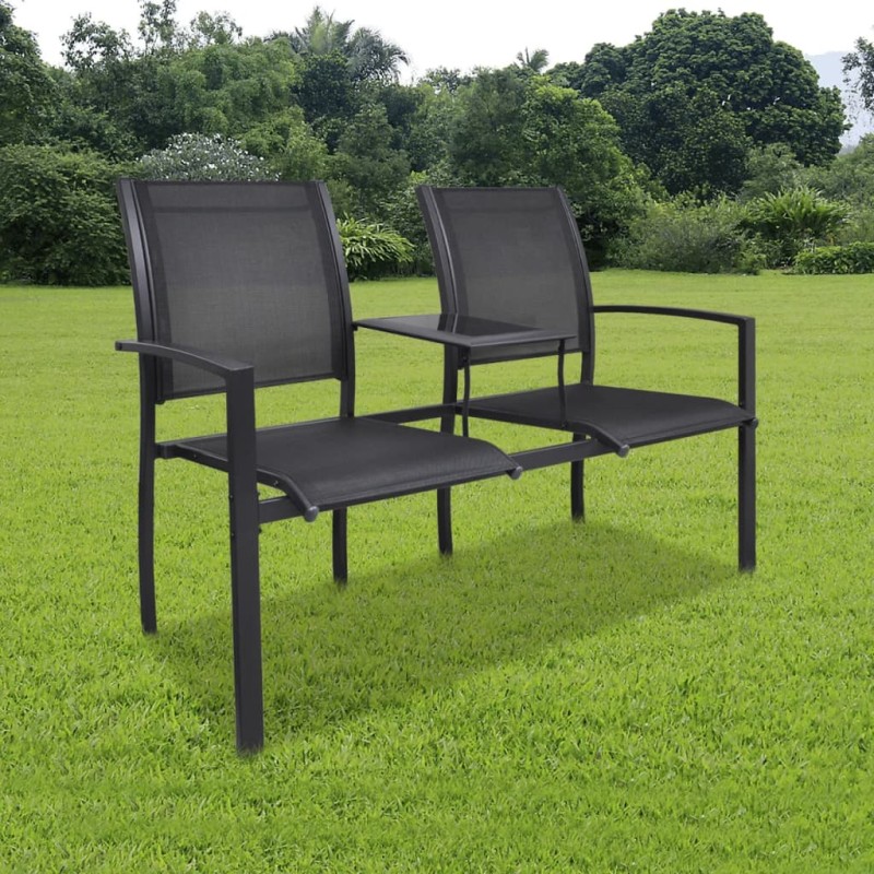 2-Sitzer-Gartenbank 131 cm Stahl und Textiline Schwarz 2-Sitzer-Gartenbank 131 cm Stahl und Textiline Schwarz