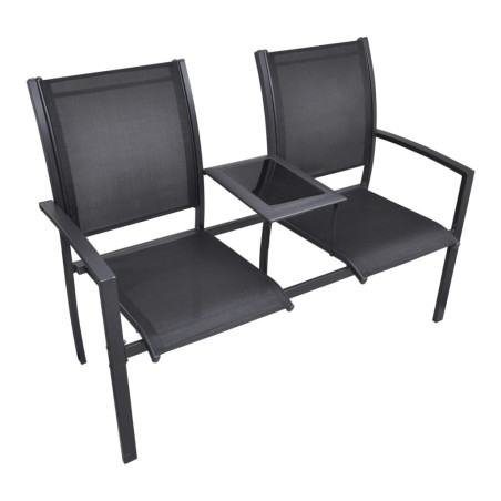 2-Sitzer-Gartenbank 131 cm Stahl und Textiline Schwarz