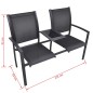 2-Sitzer-Gartenbank 131 cm Stahl und Textiline Schwarz 2-Sitzer-Gartenbank 131 cm Stahl und Textiline Schwarz
