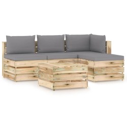 5-tlg. Garten-Lounge-Set mit Kissen Grün Imprägniertes Holz