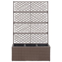 Hochbeet mit Rankgitter 3 Töpfe 83×30×130cm Poly Rattan Braun