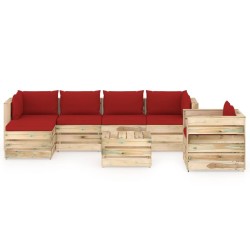 7-tlg. Garten-Lounge-Set mit Kissen Grün Imprägniertes Holz