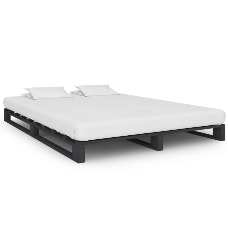 Palettenbett Grau Massivholz Kiefer 140×200 cm Palettenbett Grau Massivholz Kiefer 140×200 cm