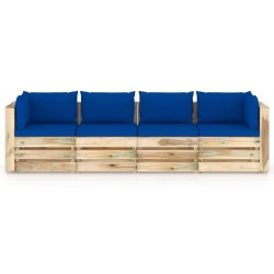 4-Sitzer Outdoor-Sofa mit Kissen Grün Imprägniertes Holz