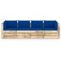 4-Sitzer Outdoor-Sofa mit Kissen Grün Imprägniertes Holz 4-Sitzer Outdoor-Sofa mit Kissen Grün Imprägniertes Holz