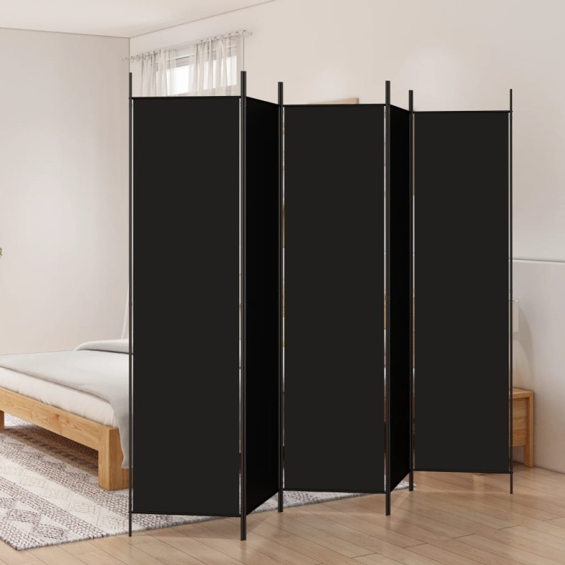 vidaXL 5-tlg. Paravent Schwarz 250x200 cm Stoff vidaXL 5-tlg. Paravent Schwarz 250x200 cm Stoff