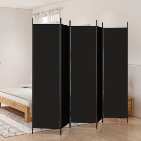 vidaXL 5-tlg. Paravent Schwarz 250x200 cm Stoff