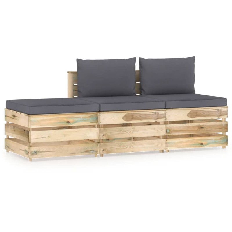 vidaXL 3-tlg. Garten-Lounge-Set mit Kissen Grün Imprägniertes Holz vidaXL 3-tlg. Garten-Lounge-Set mit Kissen Grün Imprägniertes Holz