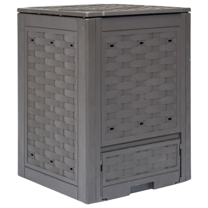 Gartenkomposter Braun 60x60x83 cm 300 L Kunststoff Rattan Gartenkomposter Braun 60x60x83 cm 300 L Kunststoff Rattan