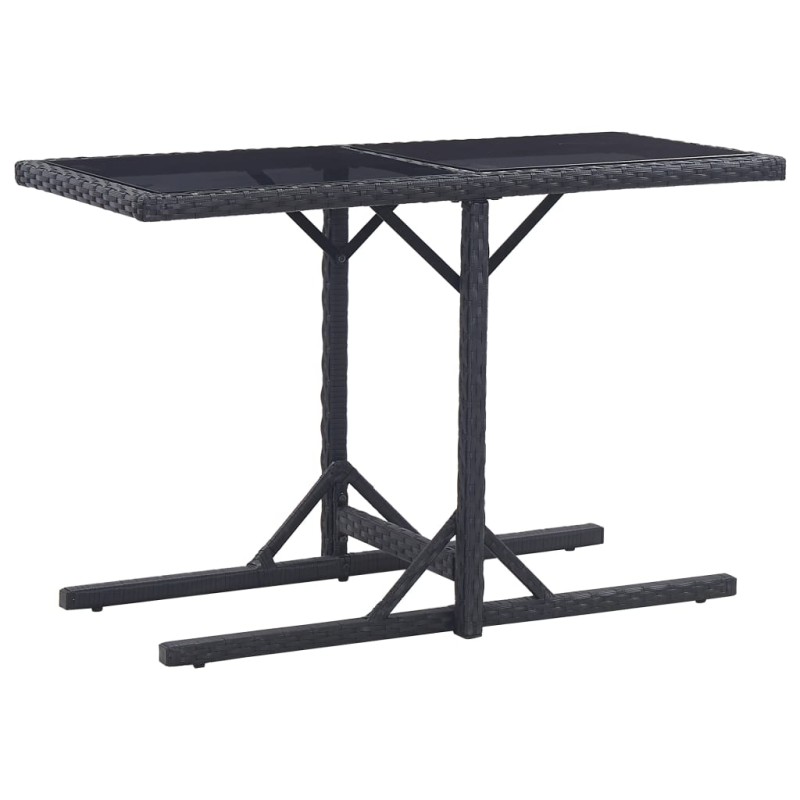 Gartentisch Schwarz 110×53×72 cm Glas und Poly Rattan Gartentisch Schwarz 110×53×72 cm Glas und Poly Rattan