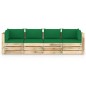4-Sitzer Outdoor-Sofa mit Kissen Grün Imprägniertes Holz 4-Sitzer Outdoor-Sofa mit Kissen Grün Imprägniertes Holz