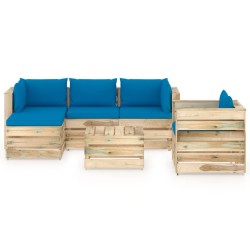 6-tlg. Garten-Lounge-Set mit Kissen Grün Imprägniertes Holz