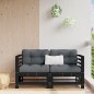 Ecksofas mit Kissen 2 Stk. Schwarz Massivholz Kiefer Ecksofas mit Kissen 2 Stk. Schwarz Massivholz Kiefer