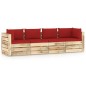 4-Sitzer Outdoor-Sofa mit Kissen Grün Imprägniertes Holz 4-Sitzer Outdoor-Sofa mit Kissen Grün Imprägniertes Holz