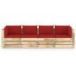 4-Sitzer Outdoor-Sofa mit Kissen Grün Imprägniertes Holz 4-Sitzer Outdoor-Sofa mit Kissen Grün Imprägniertes Holz