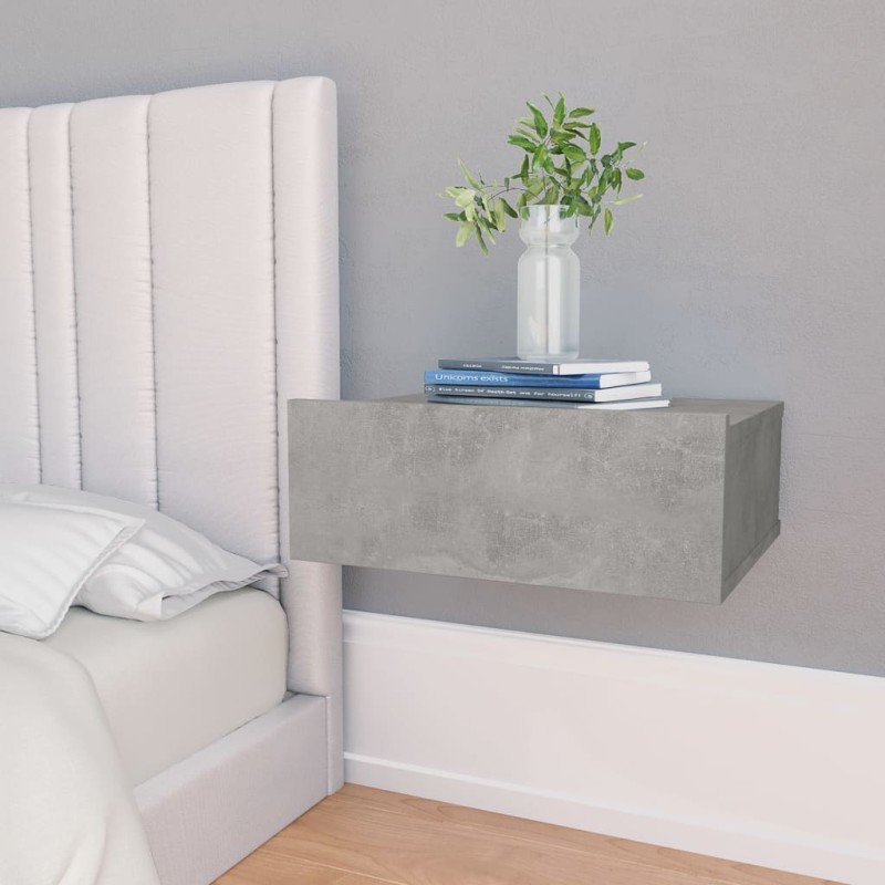 Hängende Nachttische 2 Stk. Betongrau 40x30x15 cm Holzwerkstoff Hängende Nachttische 2 Stk. Betongrau 40x30x15 cm Holzwerkstoff