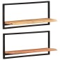 Wandregale 2 Stk. 80x25x35 cm Massivholz Akazie und Stahl Wandregale 2 Stk. 80x25x35 cm Massivholz Akazie und Stahl