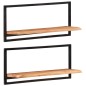 Wandregale 2 Stk. 80x25x35 cm Massivholz Akazie und Stahl Wandregale 2 Stk. 80x25x35 cm Massivholz Akazie und Stahl