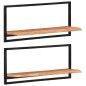 Wandregale 2 Stk. 80x25x35 cm Massivholz Akazie und Stahl Wandregale 2 Stk. 80x25x35 cm Massivholz Akazie und Stahl
