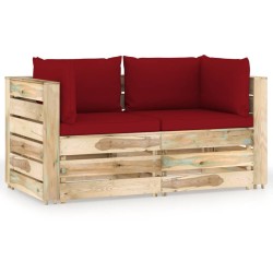 2-Sitzer Outdoor-Sofa mit Kissen Grün Imprägniertes Holz
