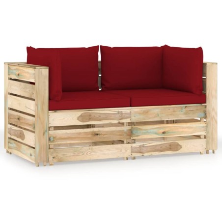2-Sitzer Outdoor-Sofa mit Kissen Grün Imprägniertes Holz