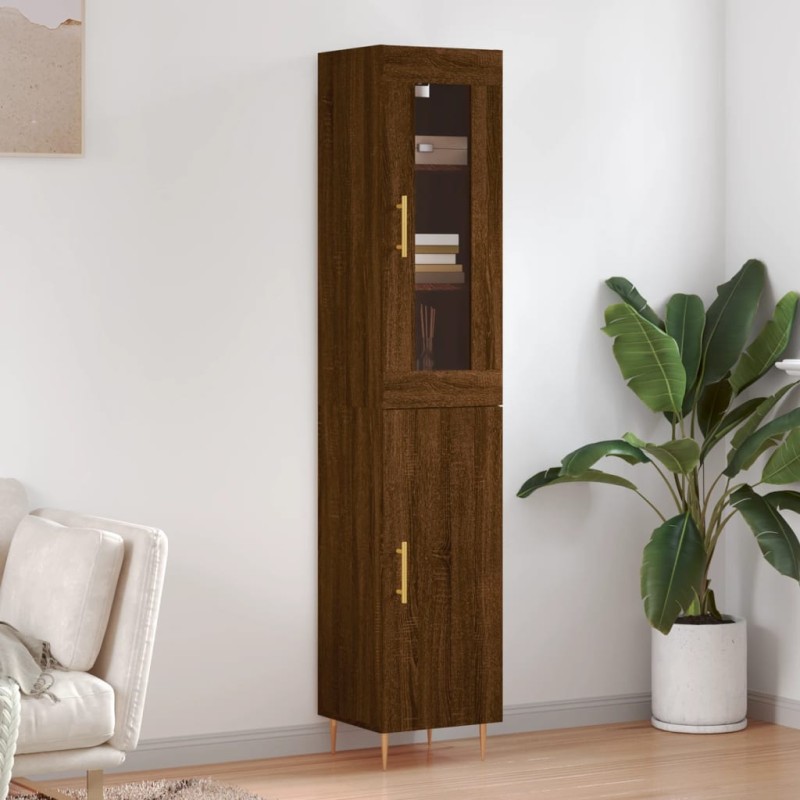 vidaXL Highboard Braun Eichen-Optik 34,5x34x180 cm Holzwerkstoff vidaXL Highboard Braun Eichen-Optik 34,5x34x180 cm Holzwerkstoff