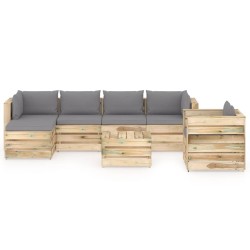 7-tlg. Garten-Lounge-Set mit Kissen Grün Imprägniertes Holz
