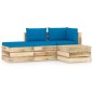 4-tlg. Garten-Lounge-Set mit Kissen Grün Imprägniertes Holz 4-tlg. Garten-Lounge-Set mit Kissen Grün Imprägniertes Holz