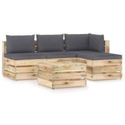 5-tlg. Garten-Lounge-Set mit Kissen Grün Imprägniertes Holz