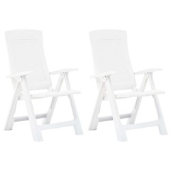 vidaXL Verstellbare Gartenstühle 2 Stk. Kunststoff Weiß