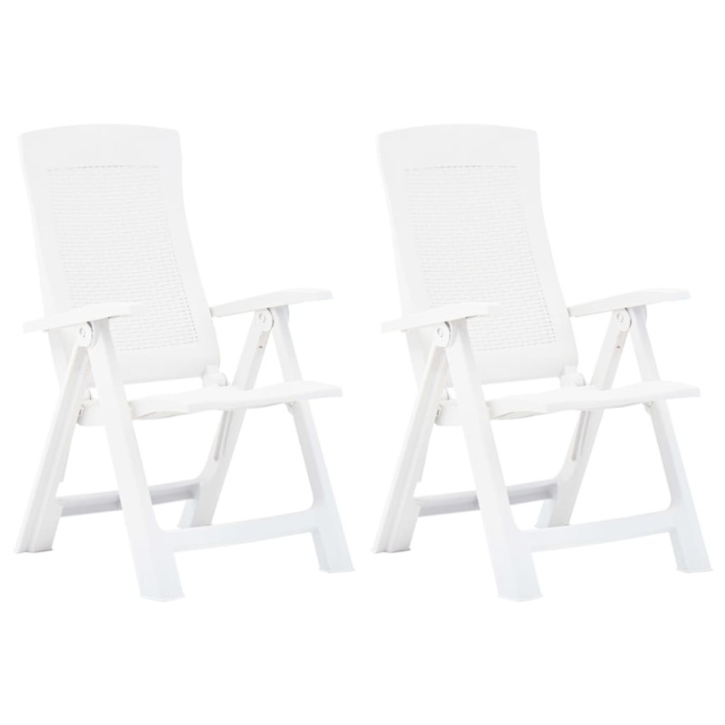 vidaXL Verstellbare Gartenstühle 2 Stk. Kunststoff Weiß vidaXL Verstellbare Gartenstühle 2 Stk. Kunststoff Weiß