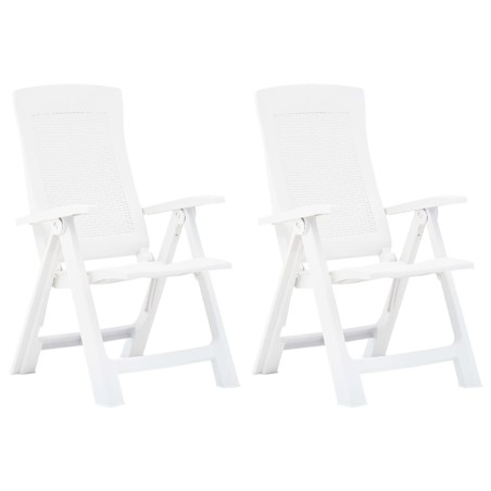 vidaXL Verstellbare Gartenstühle 2 Stk. Kunststoff Weiß
