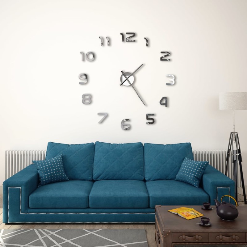 3D-Wanduhr Modernes Design 100 cm XXL Silbern 3D-Wanduhr Modernes Design 100 cm XXL Silbern